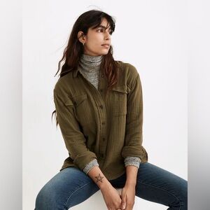Madewell Lightspun Flap-Pocket Oversized Ex-Boyfriend Shirt